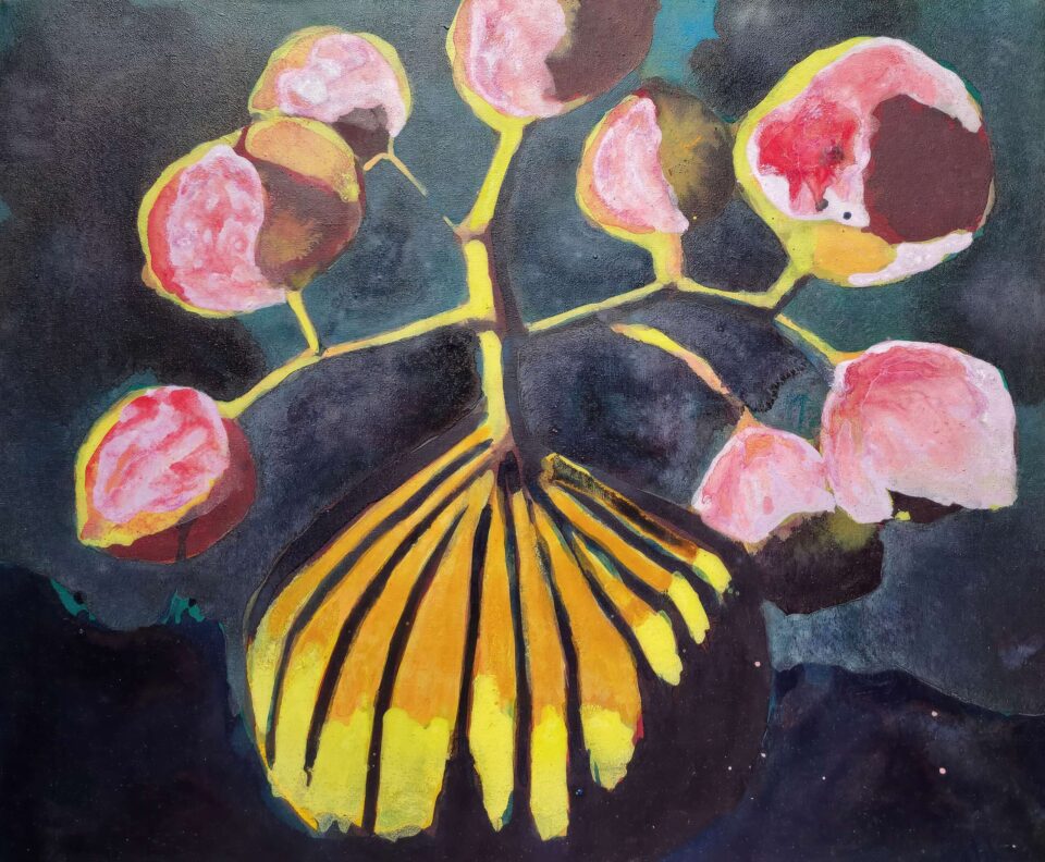 Fleur Jaune 2023, Acrylique sur toile 55x46 cm