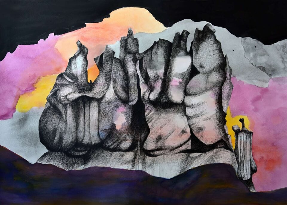 Hoodoos 2017, encre de chine et aquarelle sur papier, 100x70 cm 3