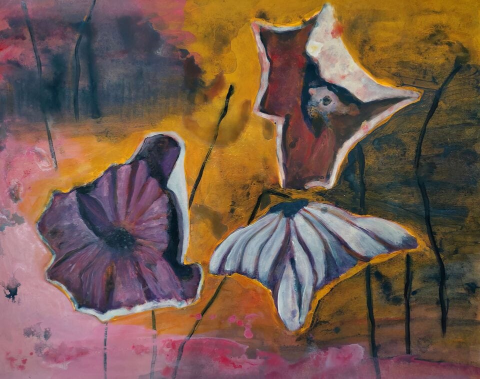 Les vespérales 9, 2021 Acrylique sur papier 100x70 cm