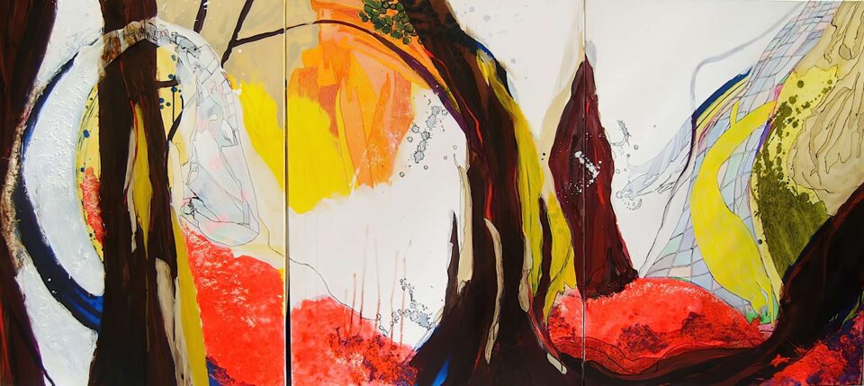 Triptyque 2010, Acrylique et techniques mixtes sur toile, 291x97 cm