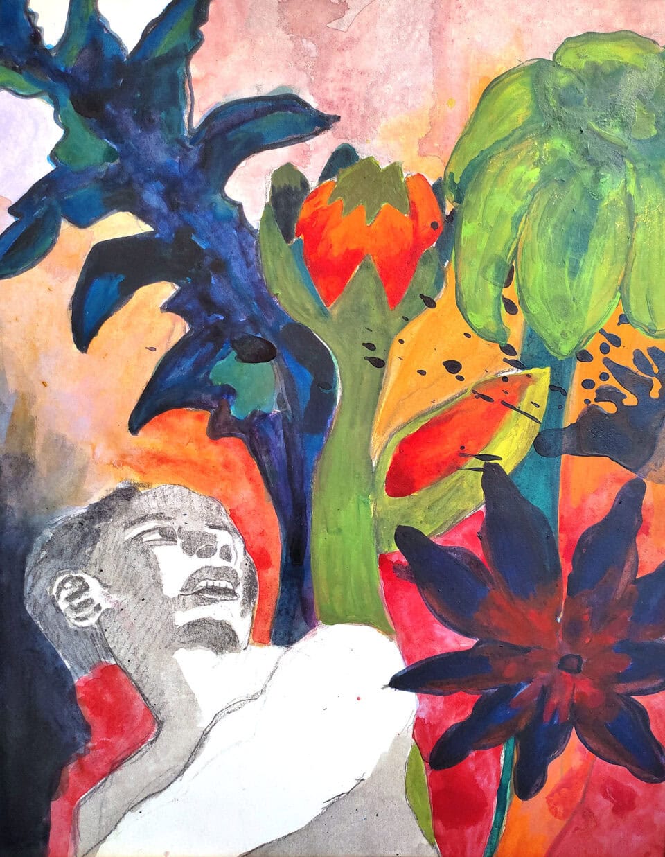 Shelter 9, Acrylique sur papier 50x65 cm, 2023